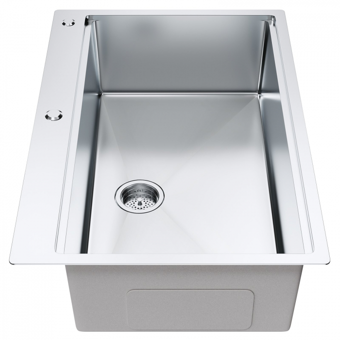 Chiuveta Inox Bucatarie, Milmatt, Premium Workstation cu Accesorii, Tocator Lemn Sapele, Gratar Inox, Cos scurgere, Grilaj Protectie Chiuveta, Silentioasa, Montaj pe Blat, dimensiune 70x46x23 cm [12]