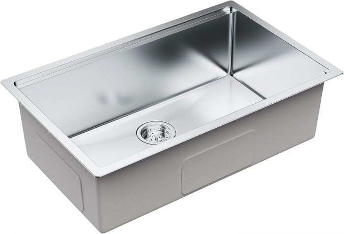 Chiuveta Inox Bucatarie, Milmatt, Premium Workstation cu Accesorii, Tocator Lemn Sapele, Gratar Inox, Cos scurgere, Grilaj Protectie Chiuveta, Silentioasa, Montaj Sub Blat, dimensiune 70x46x23 cm [11]
