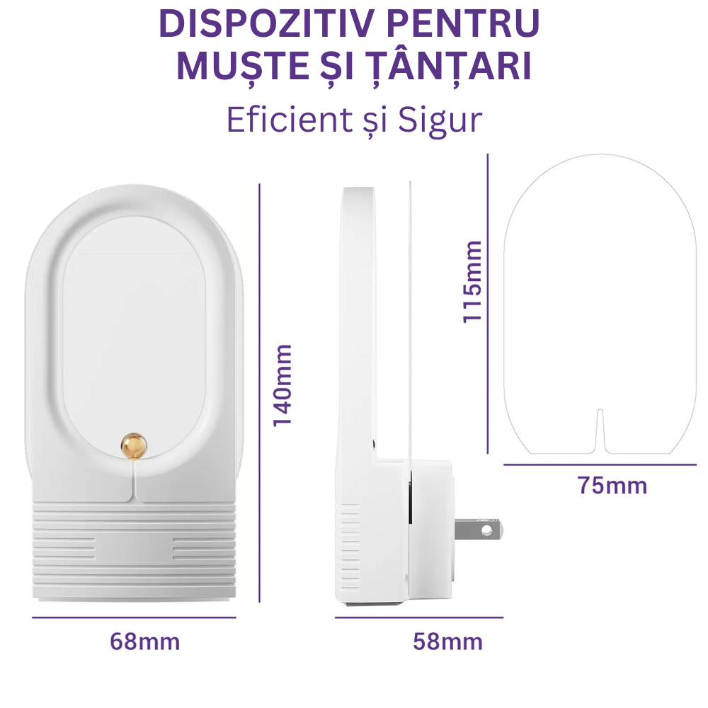 Dispozitiv anti tantari, Milmatt, electric, cu leduri UV, 5 rezerve cu lipici dublu adezive, 68 mm x 140 mm [2]