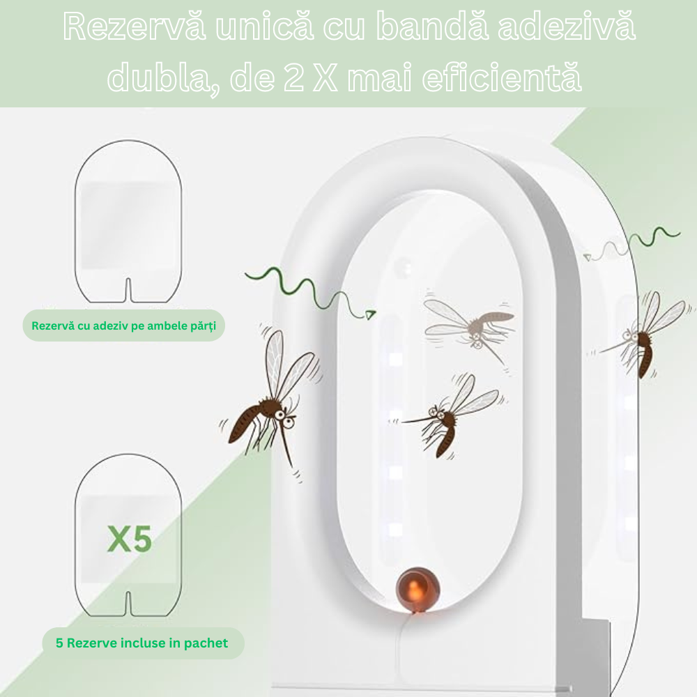 Dispozitiv anti tantari, Milmatt, electric, cu leduri UV, 5 rezerve cu lipici dublu adezive, 68 mm x 140 mm [6]