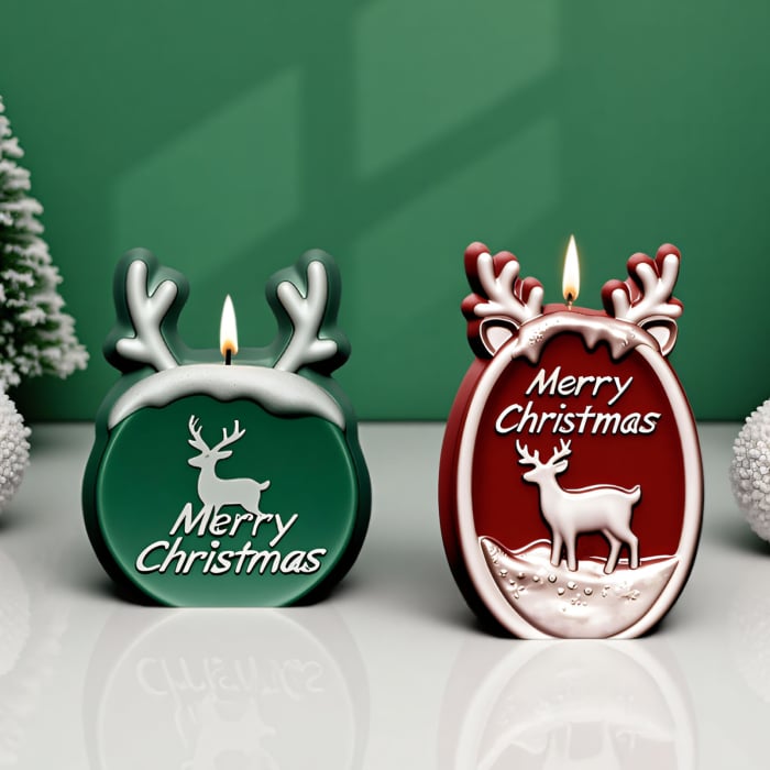Matrita de silicon, Milmatt, Merry Christmas rotund, pentru lumanari, non toxic [3]