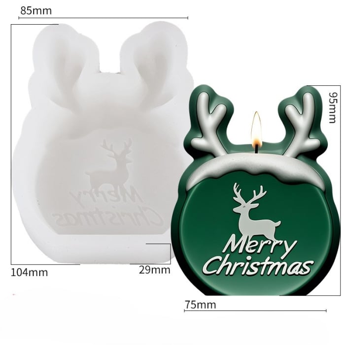 Matrita de silicon, Milmatt, Merry Christmas rotund, pentru lumanari, non toxic [2]