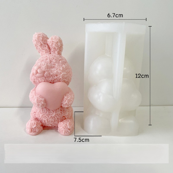 Matrita de silicon, Milmatt, Iepuras cu trandafiri, pentru lumanari [6]