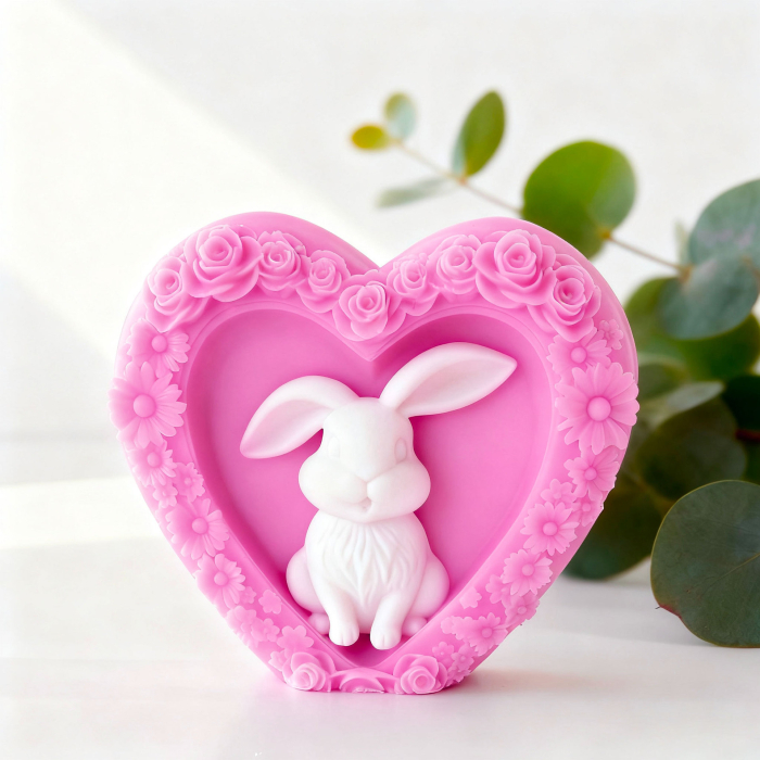 Matrita de silicon, Milmatt, Inima cu Iepuras 2 [3]