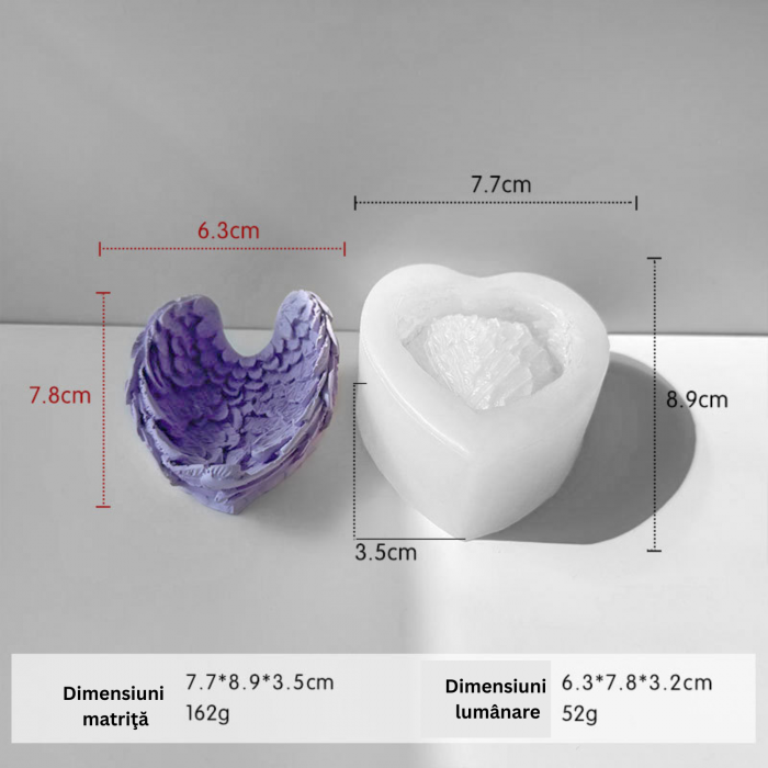 Matrita de silicon, Milmatt, Model Aripi de inger, pentru lumanari si praf ceramic, silicon alimentar, non toxic [4]
