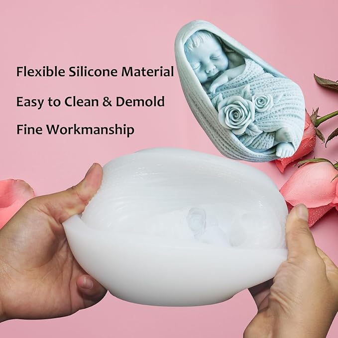 Matrita de silicon, Milmatt, Model Bebelus Infasat, pentru lumanari, silicon alimentar, non toxic [3]