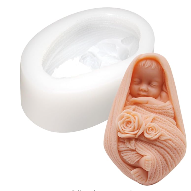 Matrita de silicon, Milmatt, Model Bebelus Infasat, pentru lumanari, silicon alimentar, non toxic [1]