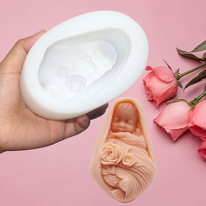 Matrita de silicon, Milmatt, Model Bebelus Infasat, pentru lumanari, silicon alimentar, non toxic [2]