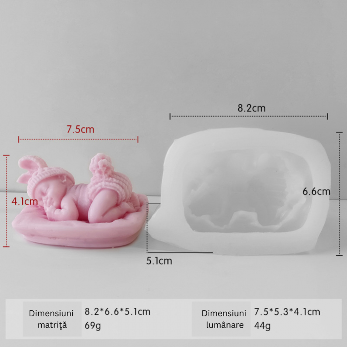 Matrita de silicon, Milmatt, Model Bebelus pe perna, pentru lumanari, silicon alimentar, non toxic [4]