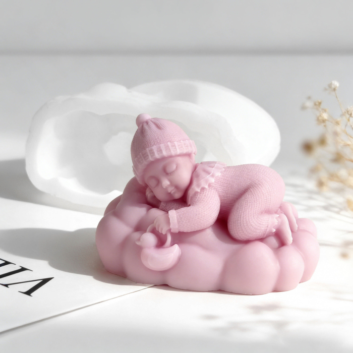 Matrita de silicon, Milmatt, Model Bebelus fetita pe norisor, pentru lumanari, silicon alimentar, non toxic [3]