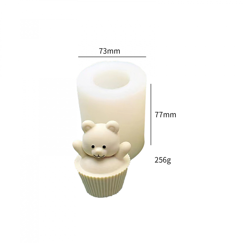 Matrita de silicon, Milmatt, Model Briosa cu ursulet, pentru lumanari, silicon alimentar, non toxic, 73 x 77 mm [5]