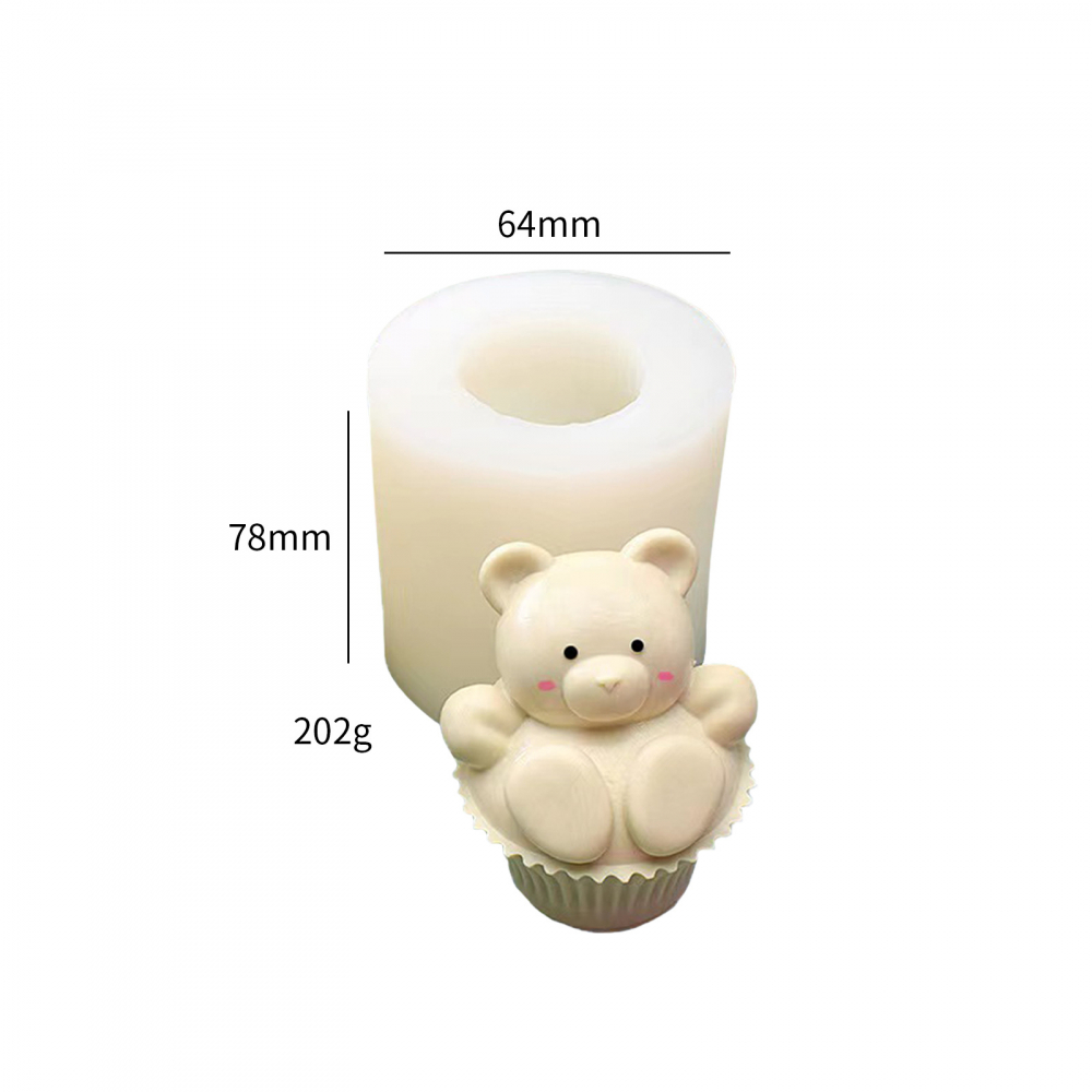 Matrita de silicon, Milmatt, Model Briosa cu ursulet relaxat , pentru lumanari, silicon alimentar, non toxic, 78 x 64 mm [6]