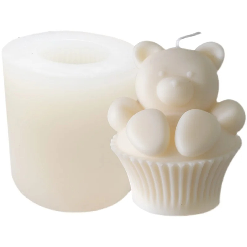 Matrita de silicon, Milmatt, Model Briosa cu ursulet relaxat , pentru lumanari, silicon alimentar, non toxic, 78 x 64 mm [7]