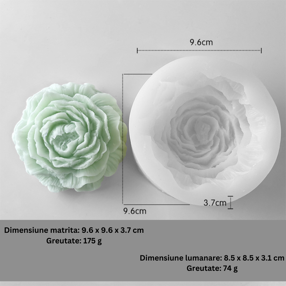 Matrita de silicon, Milmatt, Model Bujor, pentru lumanari, silicon alimentar, non toxic, 96 x 96 x 37 mm [3]