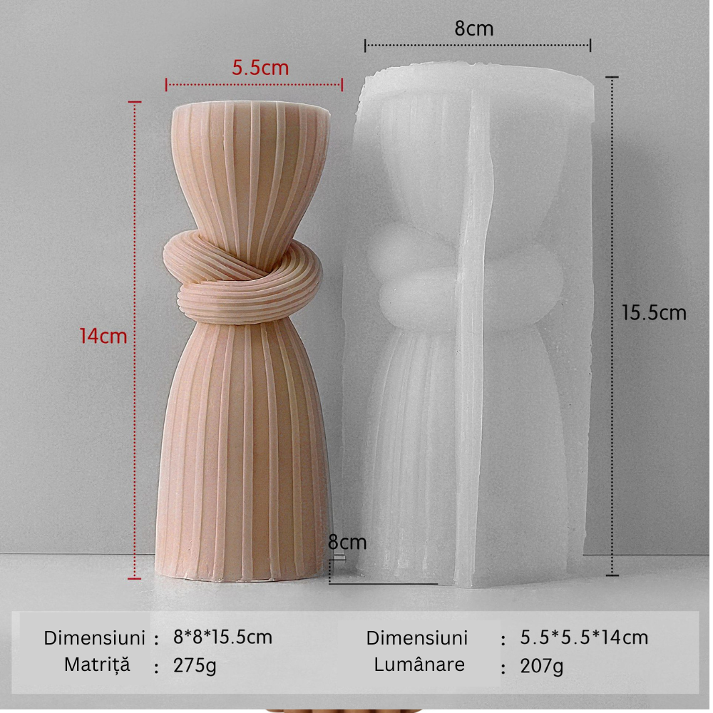 Matrita de silicon, Milmatt, Model Cilindru Nod, pentru lumanari, silicon alimentar, non toxic, 80 x 80 x 155 mm [3]