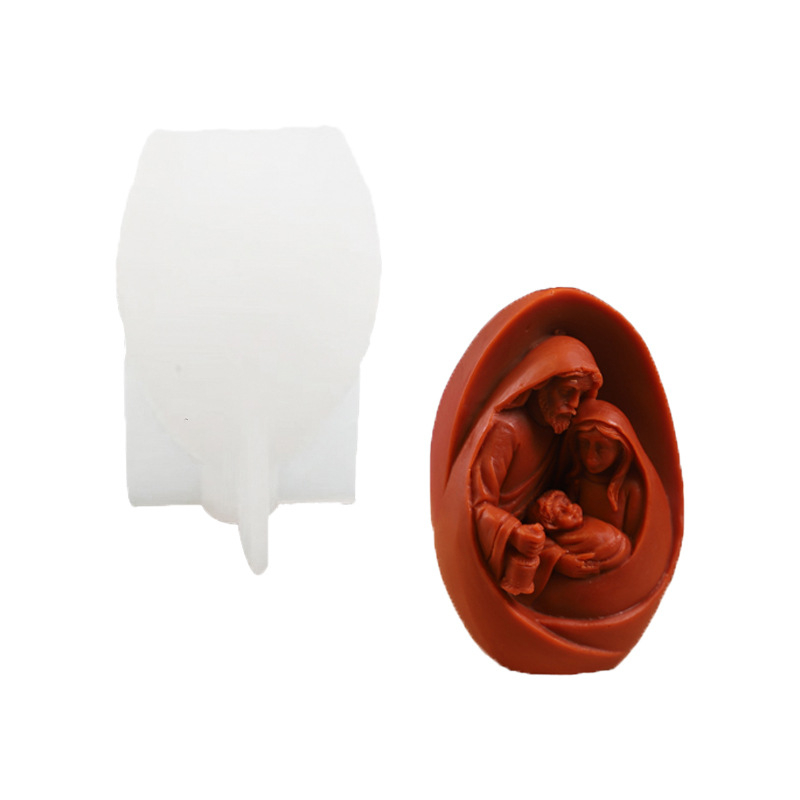 Matrita de silicon, Milmatt, Model Familie Isus, pentru lumanari, silicon alimentar, non toxic, 6.2 x 10 cm [5]