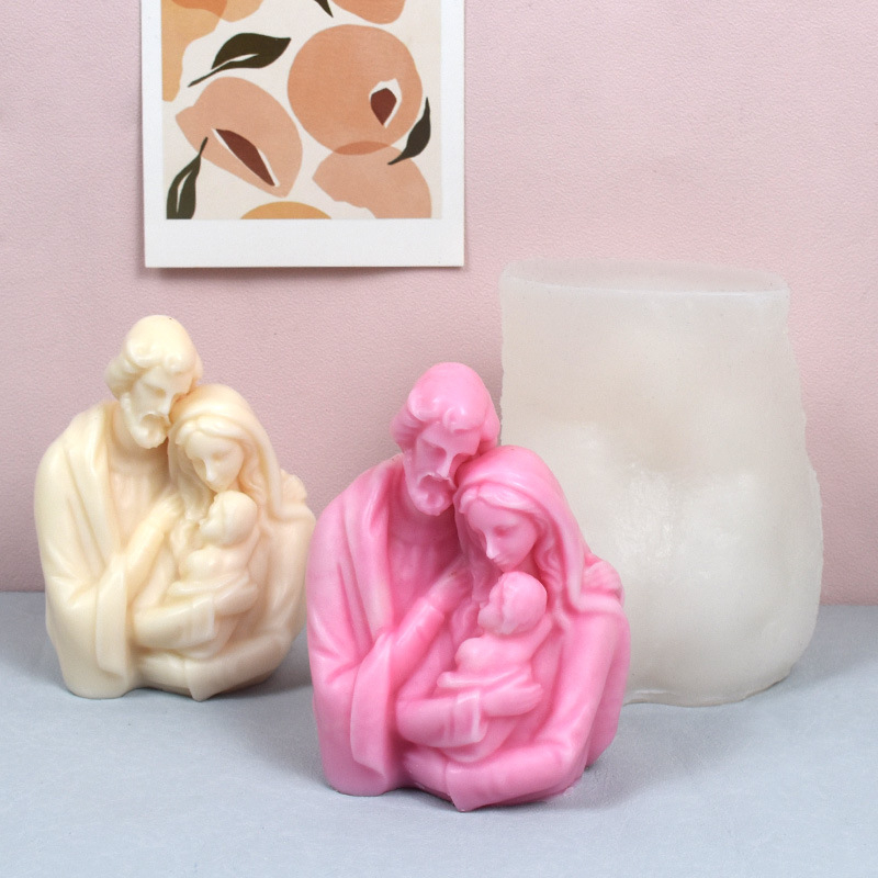 Matrita de silicon, Milmatt, Model Familie mare Fecioara Maria, pentru lumanari, silicon alimentar, non toxic, 12.5 x 14.8 cm [4]