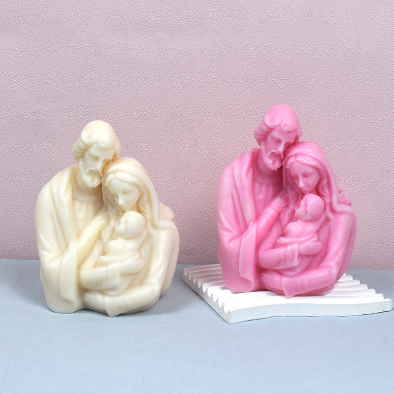 Matrita de silicon, Milmatt, Model Familie mare Fecioara Maria, pentru lumanari, silicon alimentar, non toxic, 12.5 x 14.8 cm [2]