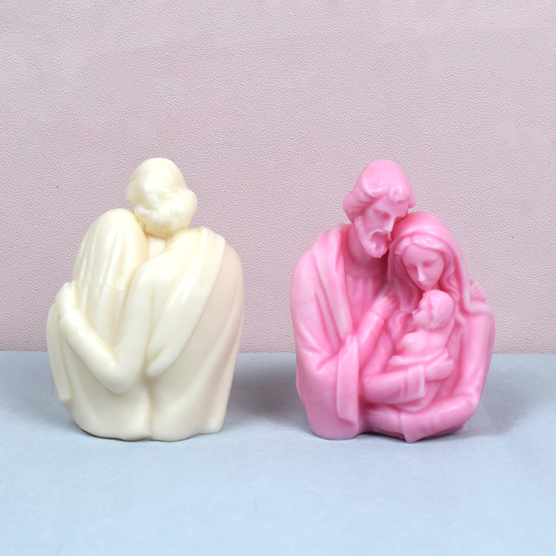 Matrita de silicon, Milmatt, Model Familie mare Fecioara Maria, pentru lumanari, silicon alimentar, non toxic, 12.5 x 14.8 cm [3]