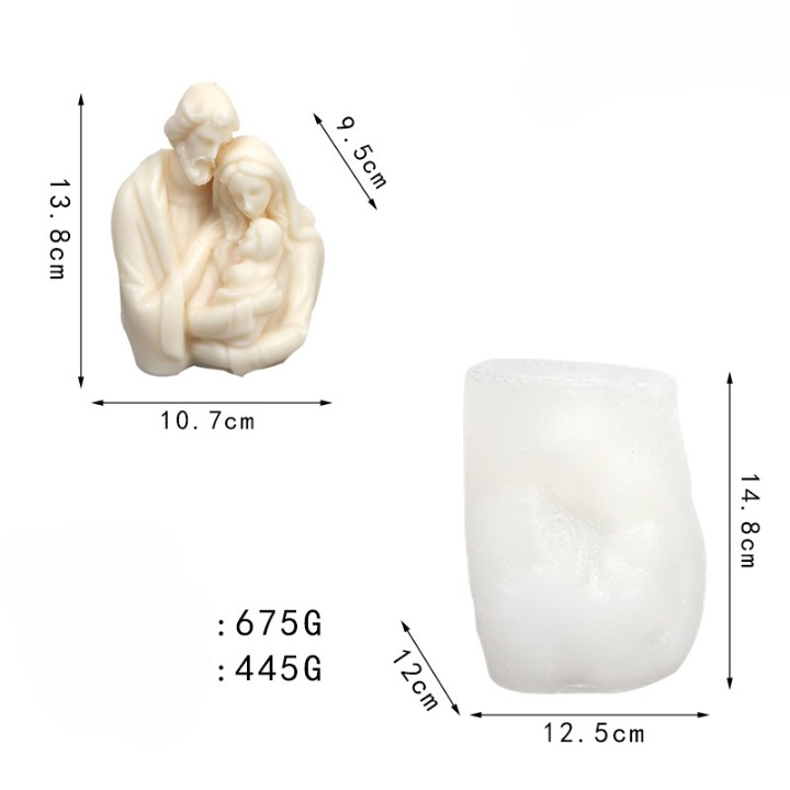 Matrita de silicon, Milmatt, Model Familie mare Fecioara Maria, pentru lumanari, silicon alimentar, non toxic, 12.5 x 14.8 cm [6]