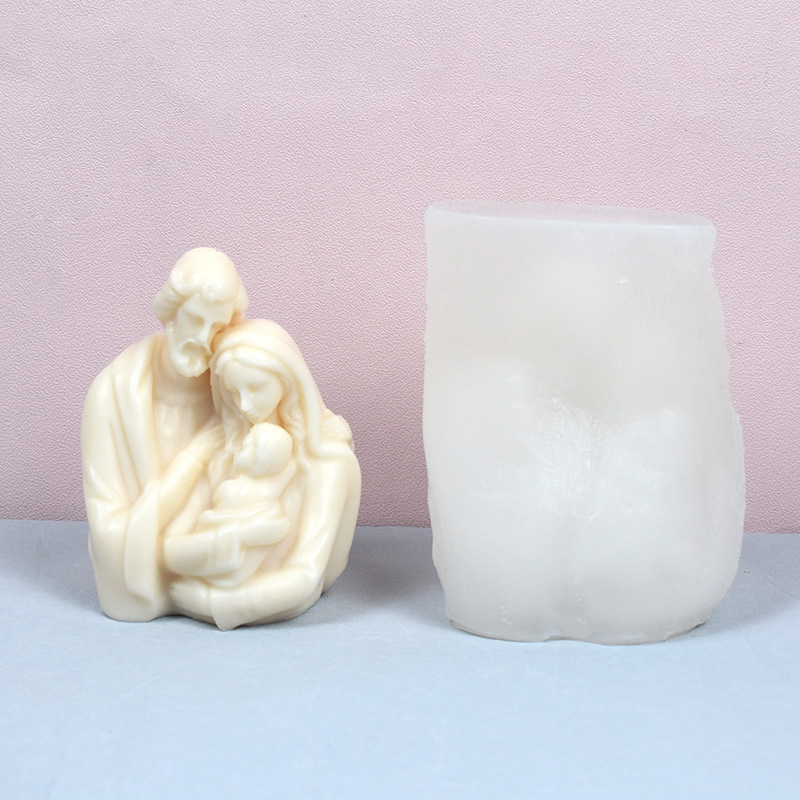 Matrita de silicon, Milmatt, Model Familie mare Fecioara Maria, pentru lumanari, silicon alimentar, non toxic, 12.5 x 14.8 cm [1]
