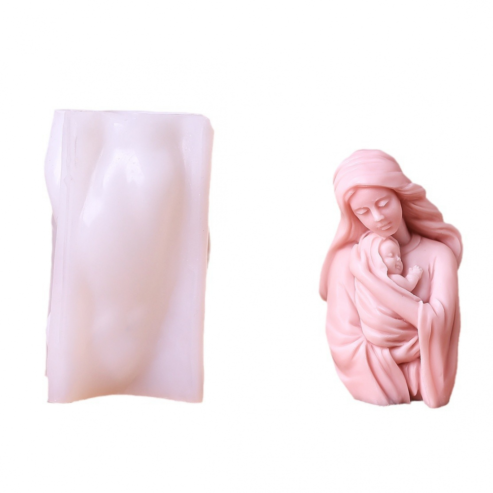 Matrita de silicon, Milmatt, Model Fecioara Maria cu isus, pentru lumanari, silicon alimentar, non toxic, 8.8 x 12.7 cm [5]