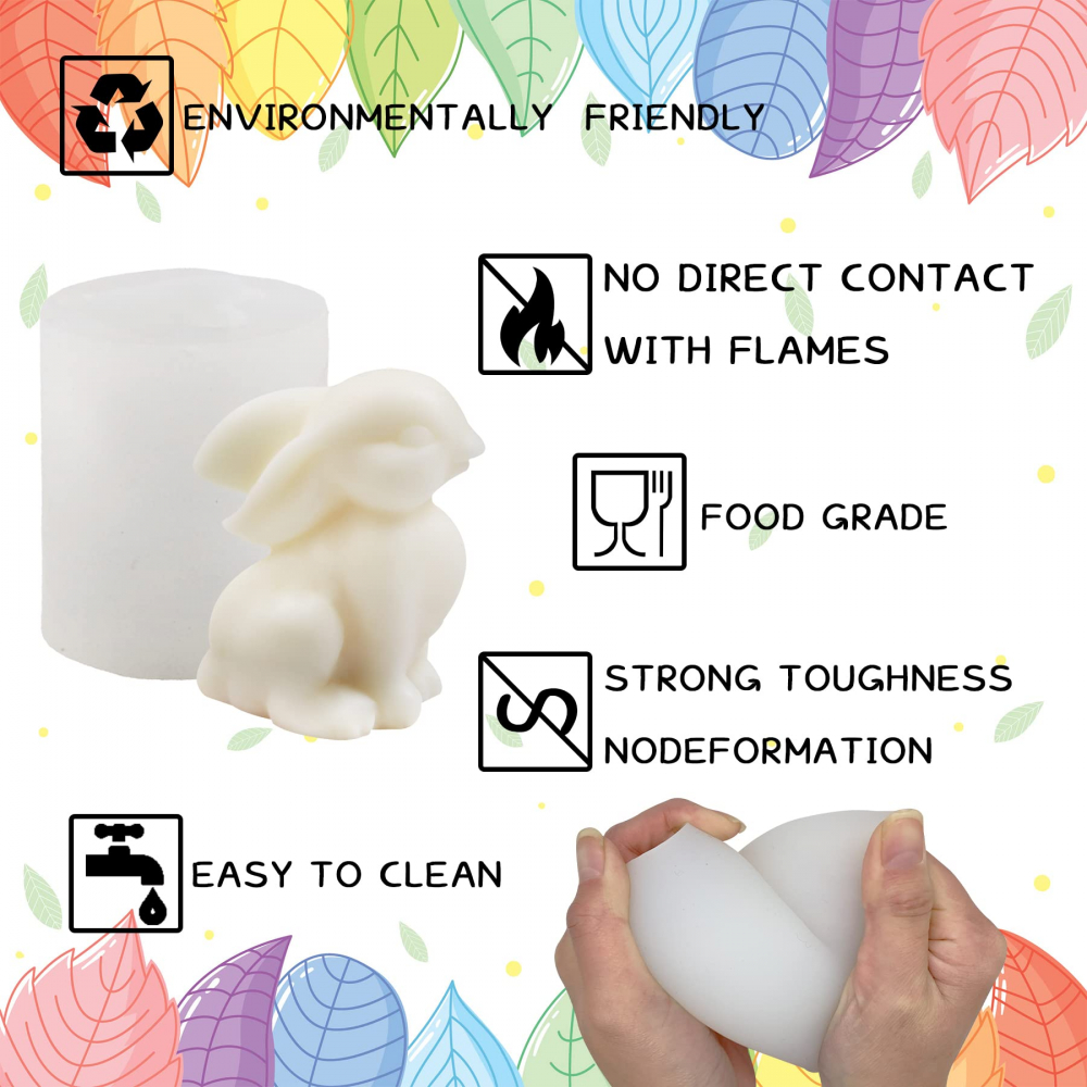 Matrita de silicon, Milmatt, Model iepuras de Paste, pentru lumanari, silicon alimentar, non toxic, 72 x 60 mm [7]