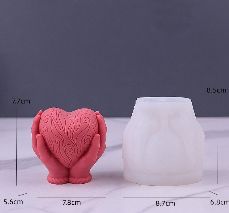 Matrita de silicon, Milmatt, Model Inima in maini, pentru lumanari, silicon alimentar, non toxic, 87 x 68 x 85 mm [8]