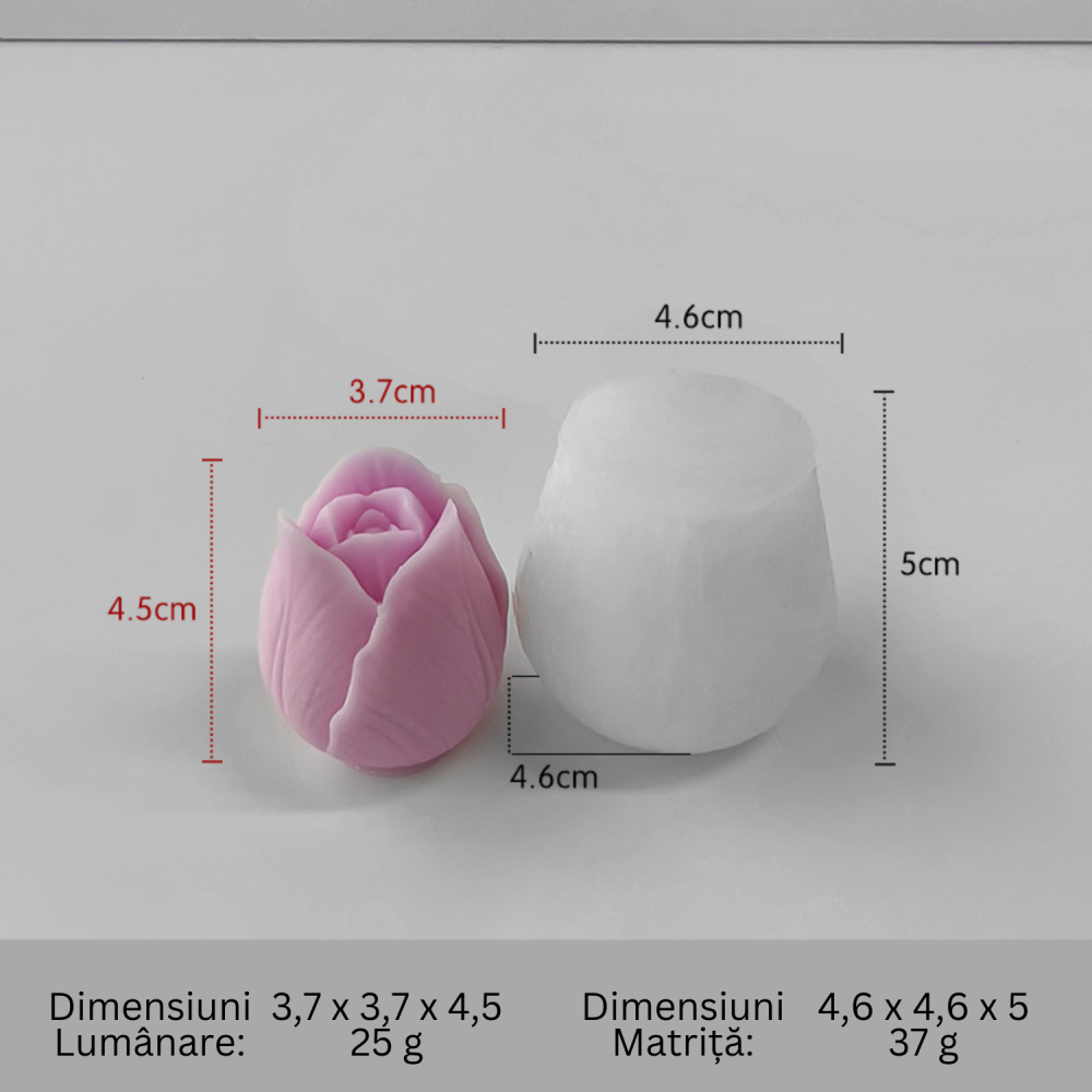 Matrita de silicon, Milmatt, Model Lalea, pentru lumanari, silicon alimentar, non toxic, 46 x 46 x 50 mm [2]