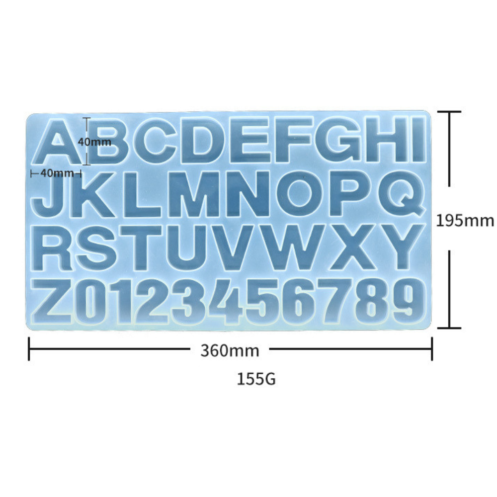 Matrita de silicon, Milmatt, Model Litere si Cifre, pentru rasina epoxidica, silicon alimentar, non toxic, 195 x 360 mm [2]