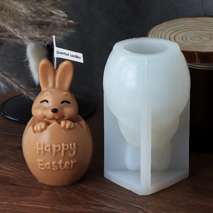 Matrita de silicon, Milmatt, Model ou de Paste cu iepuras Easter, pentru lumanari, silicon alimentar, non toxic, 117 x 72 mm [2]