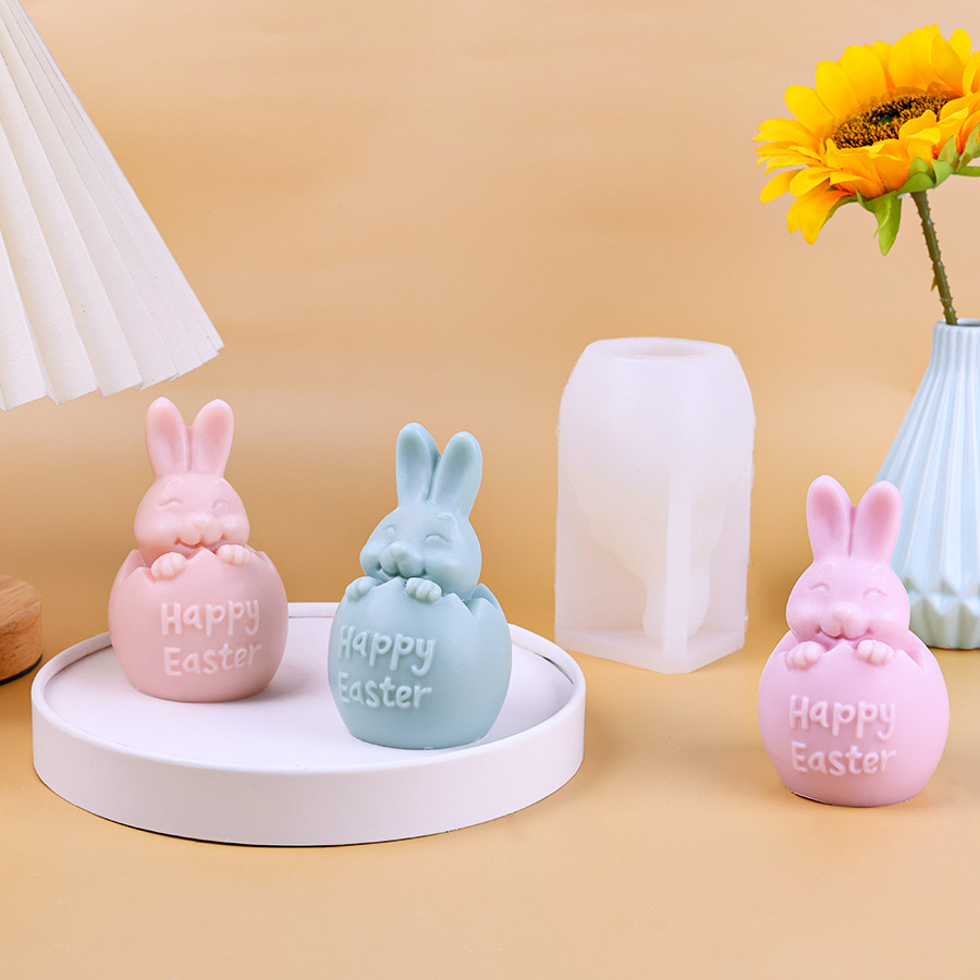 Matrita de silicon, Milmatt, Model ou de Paste cu iepuras Easter, pentru lumanari, silicon alimentar, non toxic, 117 x 72 mm [6]