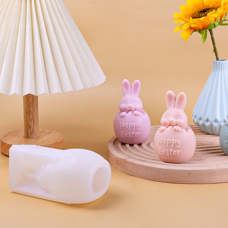 Matrita de silicon, Milmatt, Model ou de Paste cu iepuras Easter, pentru lumanari, silicon alimentar, non toxic, 117 x 72 mm [7]