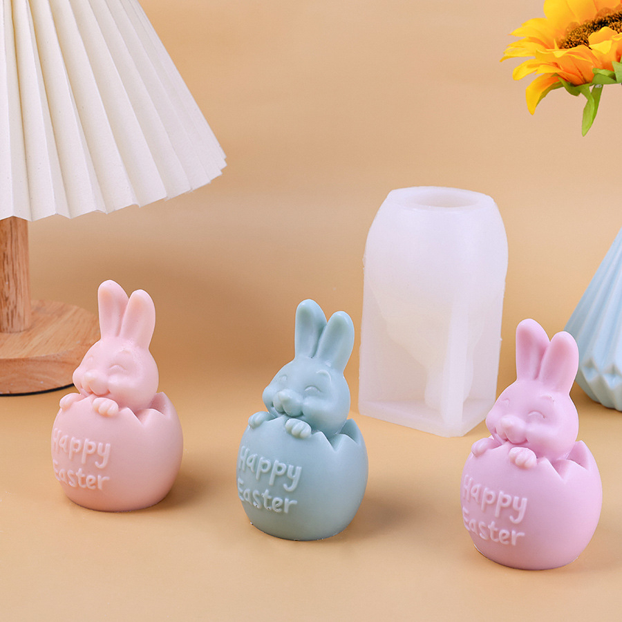 Matrita de silicon, Milmatt, Model ou de Paste cu iepuras Easter, pentru lumanari, silicon alimentar, non toxic, 117 x 72 mm [5]