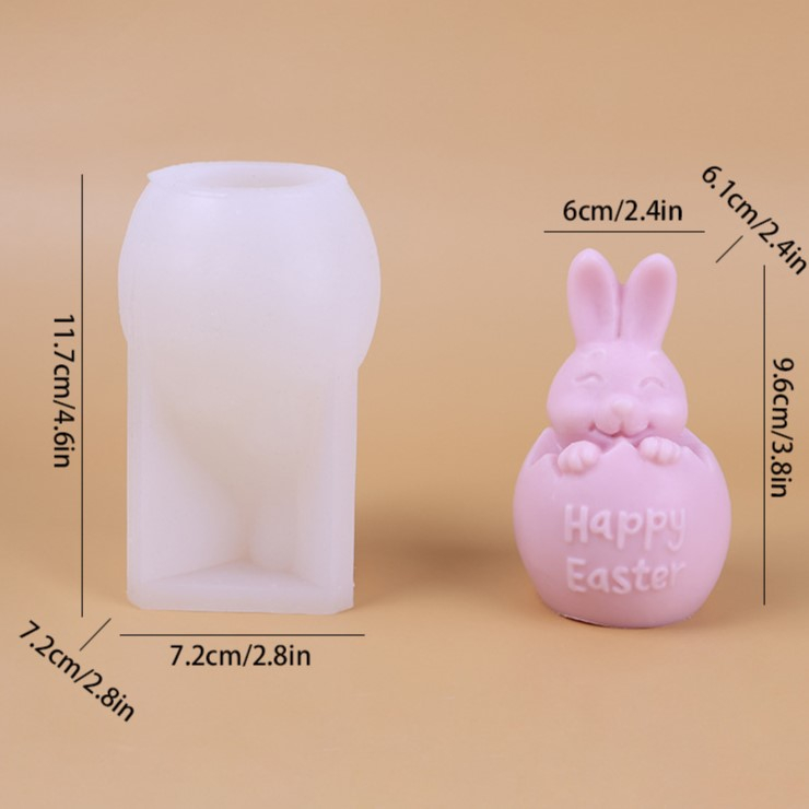 Matrita de silicon, Milmatt, Model ou de Paste cu iepuras Easter, pentru lumanari, silicon alimentar, non toxic, 117 x 72 mm [9]