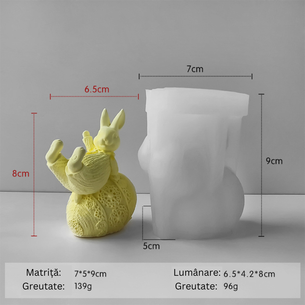 Matrita de silicon, Milmatt, Model ou de Paste cu Iepuras , pentru lumanari, silicon alimentar, non toxic, 70 x 90 mm [3]