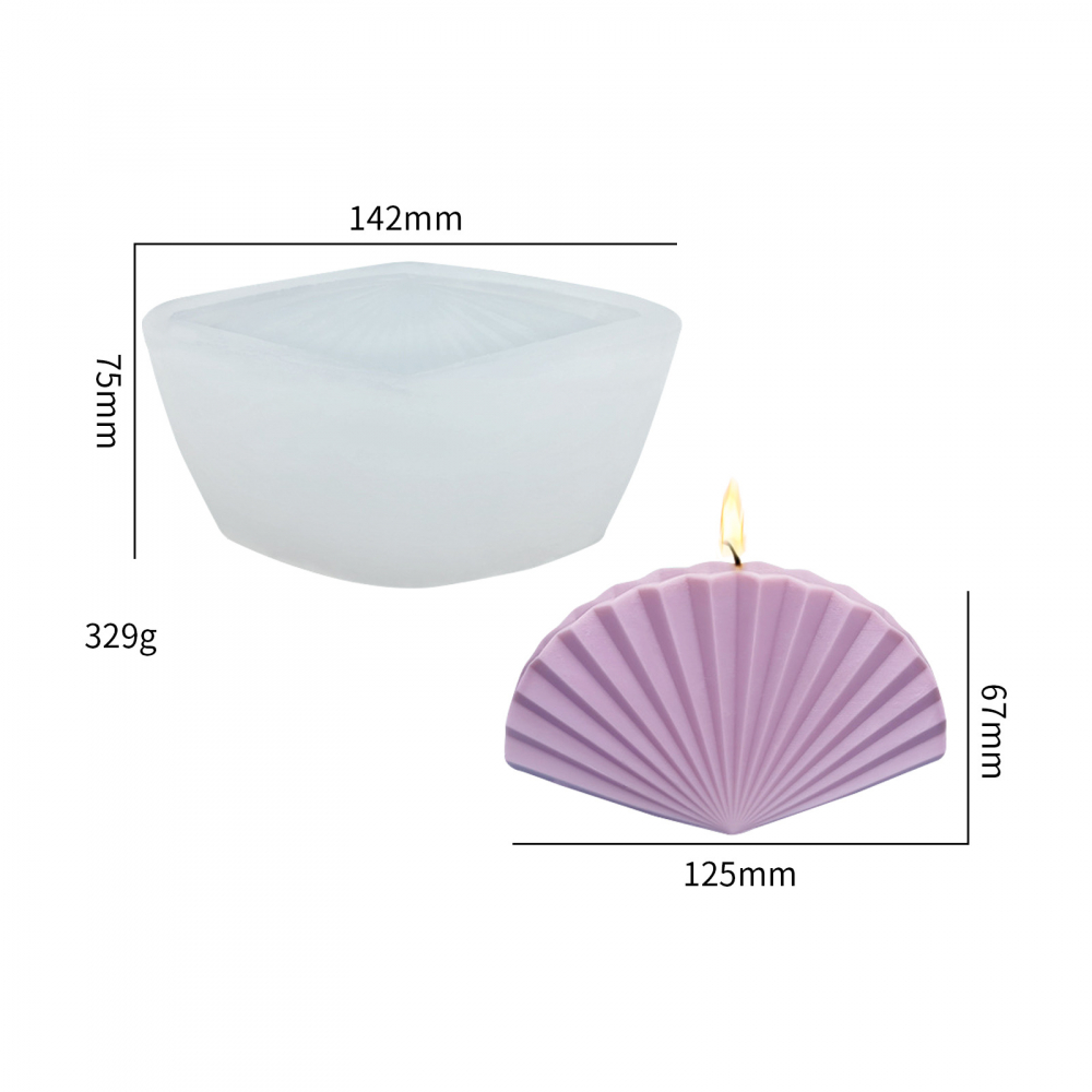 Matrita de silicon, Milmatt, Model Scoica evantai, pentru lumanari, silicon alimentar, non toxic, 142 x 75 x mm [3]