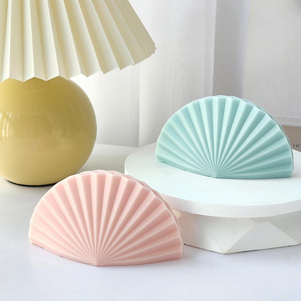 Matrita de silicon, Milmatt, Model Scoica evantai, pentru lumanari, silicon alimentar, non toxic, 142 x 75 x mm [5]