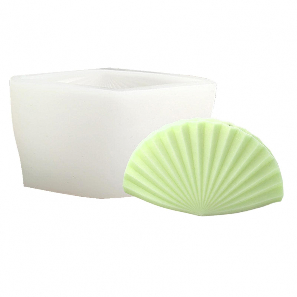 Matrita de silicon, Milmatt, Model Scoica evantai, pentru lumanari, silicon alimentar, non toxic, 142 x 75 x mm [6]