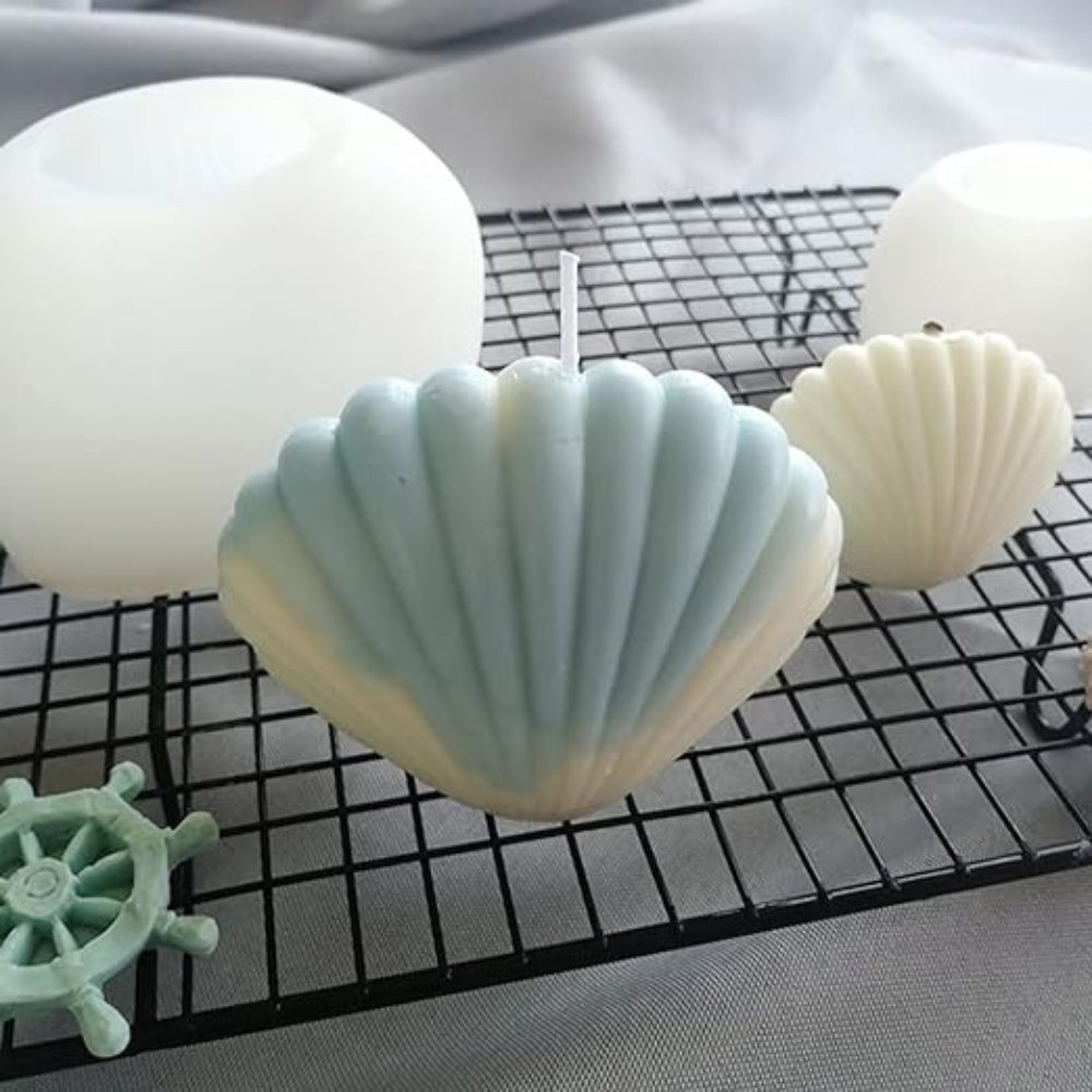 Matrita de silicon, Milmatt, Model Scoica mare, pentru lumanari, silicon alimentar, non toxic, 98 x 73 x 55 mm [7]