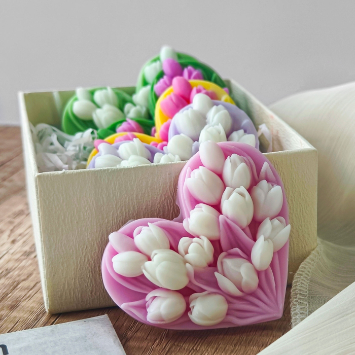 Matrita de silicon, Milmatt, Inima cu lalele, 87 x 70 x 27 mm [7]