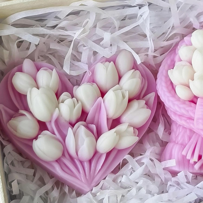 Matrita de silicon, Milmatt, Inima cu lalele, 87 x 70 x 27 mm [3]