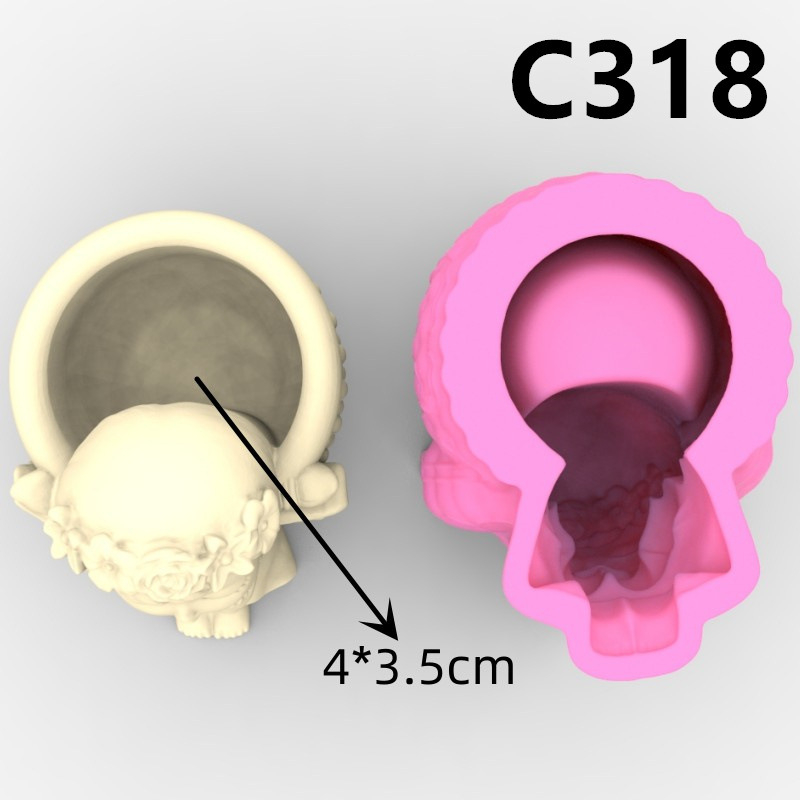 Matrita de silicon mini ghiveci, Milmatt, Model Ingeras Fetita cu codite si cos, silicon premium, reutilizabil, potrivit pentru praf ceramic, gips, ipsos, ciment, 8 x 10 x 7.5 cm [6]