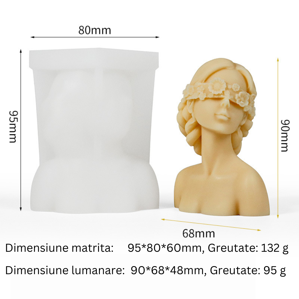 Matrita de silicon pentru lumanari, Milmatt, Model Fata Flori pe Ochi, 80 x 95 mm [2]