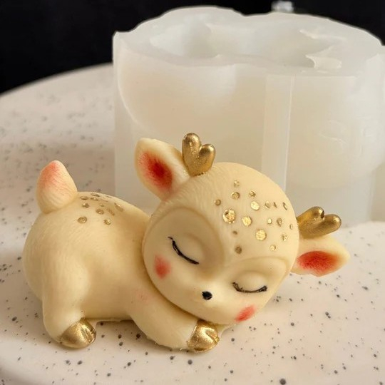 Matrita din silicon alimentar premium, Sleeping Deer, pentru lumânări, săpun și deserturi [2]