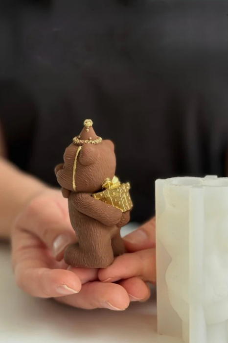 Matrita din silicon alimentar premium, Ursulet ce sufla in lumanari, pentru lumânări, săpun și deserturi [3]