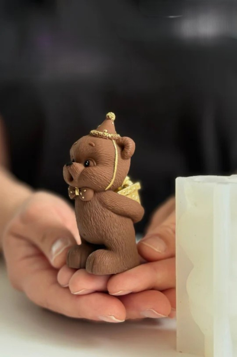 Matrita din silicon alimentar premium, Ursulet ce sufla in lumanari, pentru lumânări, săpun și deserturi [2]