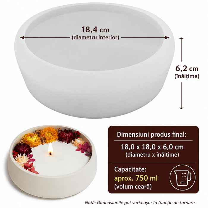 Matriță silicon recipient rotund pentru lumânare [2]
