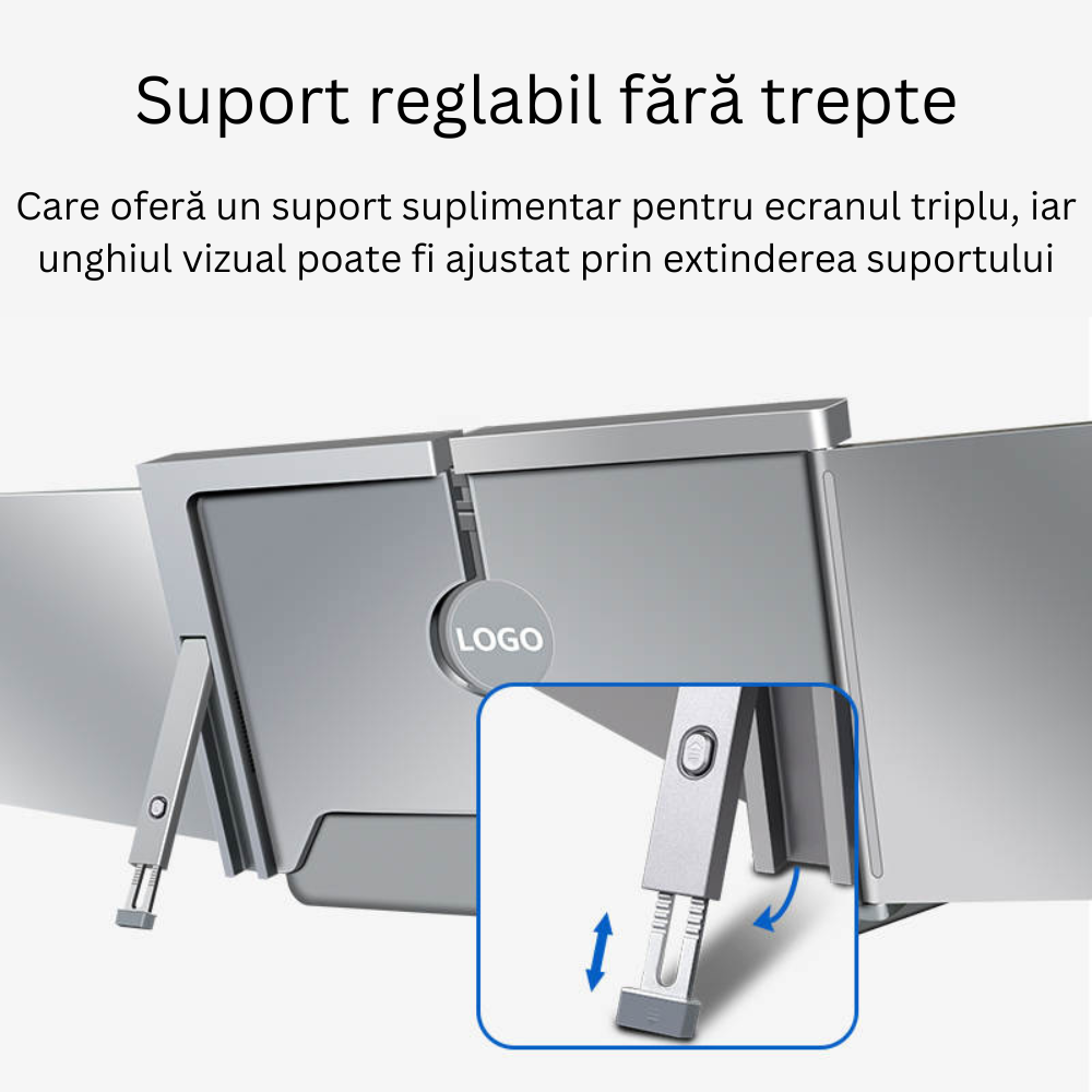 Monitor extender portabil Tri-screen pentru laptop, Milmatt, Model S 300 ecran 13.3 inch, Wide, rezolutie 1920x1080, portabil, gri [6]
