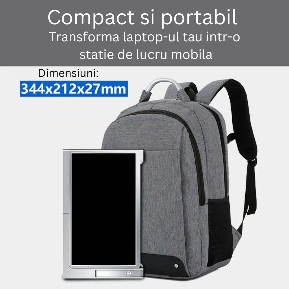 Monitor extender portabil Tri-screen pentru laptop, Milmatt, Model S 300 ecran 13.3 inch, Wide, rezolutie 1920x1080, portabil, gri [13]